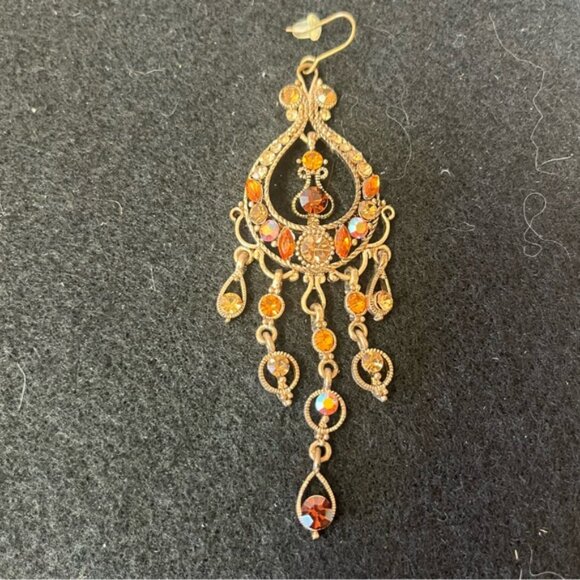 Gold Topaz Amber AB Crystal Chandelier Bridal Wedding Earrings - Picture 5 of 8